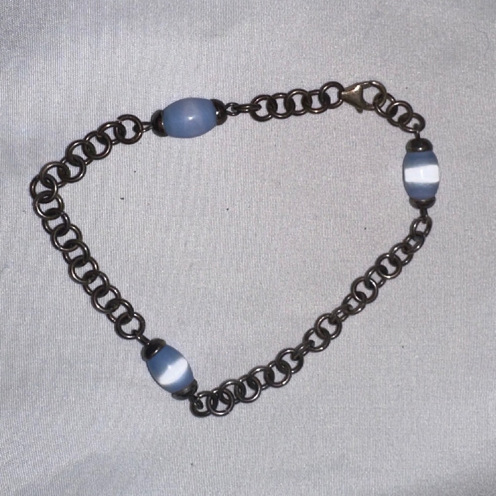 Chained Bracelet With Blue Beads